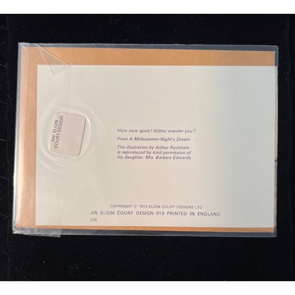 Vintage Elgin Court Design, Arthur Rackham blank card, NIP, 1972, England - Picture 2 of 2